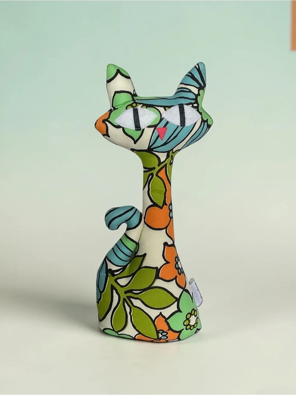 Handmade Multicolor Floral Atomic Cat Decorative Pillow Plush